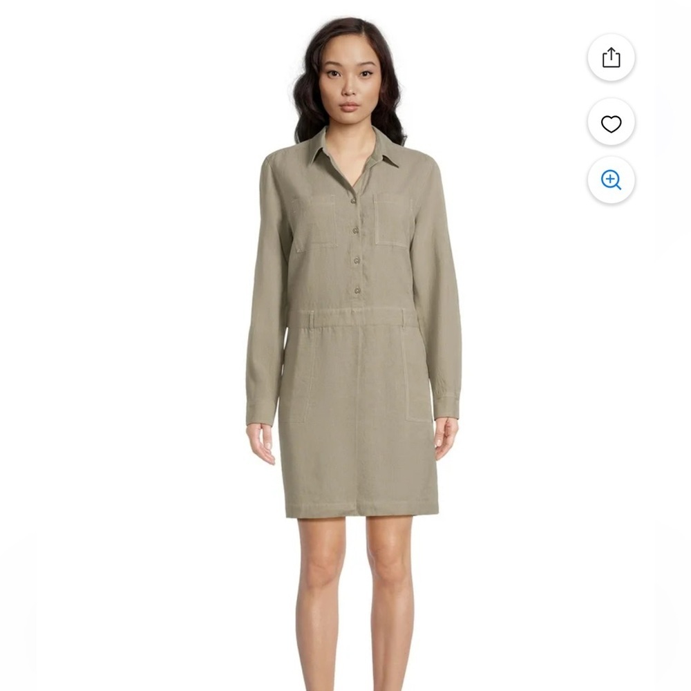 BeachLunchLounge Bowie Utility Shirt Dress | Linen Rayon Button Down| Medium